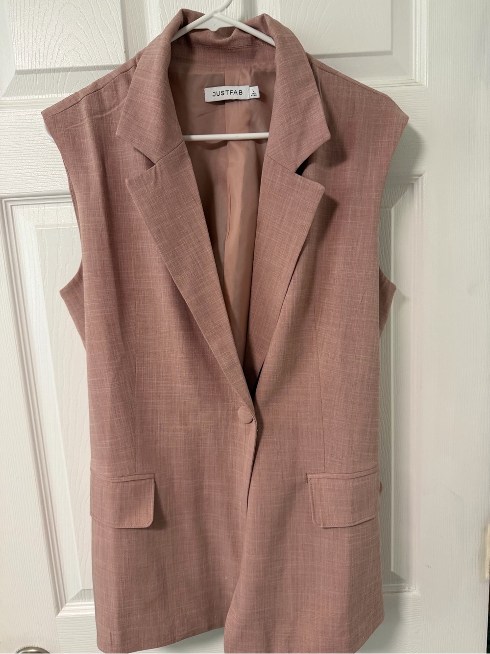 JustFab Sleeveless Blazer Vest in Dusty Pink